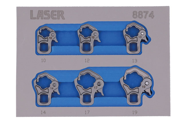 Laser Tools 8874 Ratchet Flare Nut Wrench Set 3/8"D 10mm - 19mm